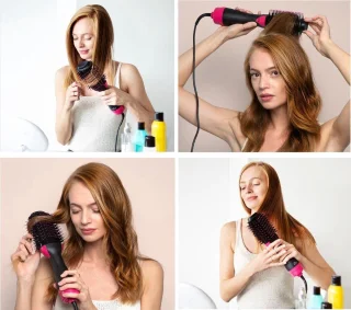 Multistyler 3-in-1 Zwart/Roze - Föhnborstel, Krultang & Stijltang