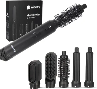 Niceey 5-in-1 Föhnborstel Krultang Set Zwart 2025 Model