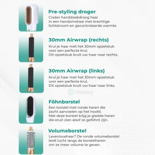Niceey 5-in-1 Föhnborstel Set 2025 Wit