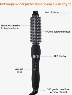 Phonergy Airflow 28mm Warmteborstel 2025 Mat Zwart