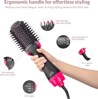 Professionele 4-in-1 Föhnborstel Zwart/Roze