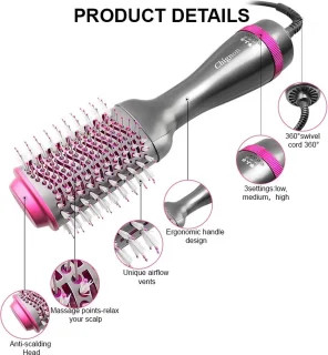 Professionele 4-in-1 Föhnborstel Zwart/Roze