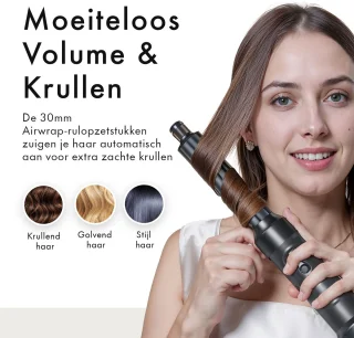 QFLEX PRO Airstyler Multistyler inclusief opbergbox en haarclips