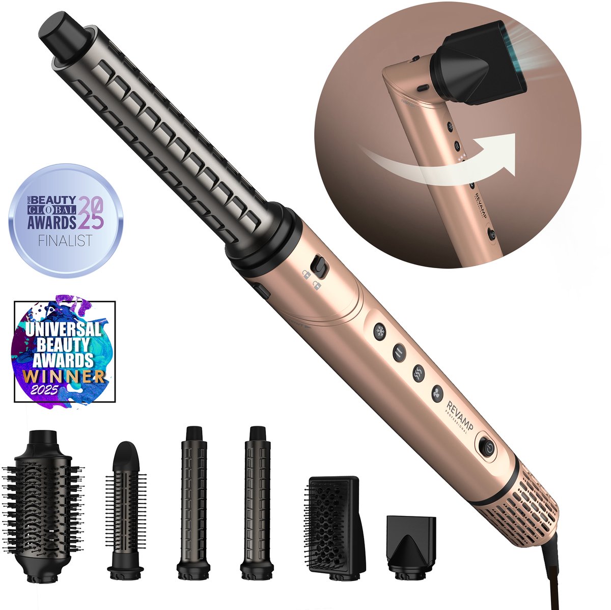 De Revamp DR2850 7-in-1 Multistyler met 6 Opzetstukken in één oogopslag