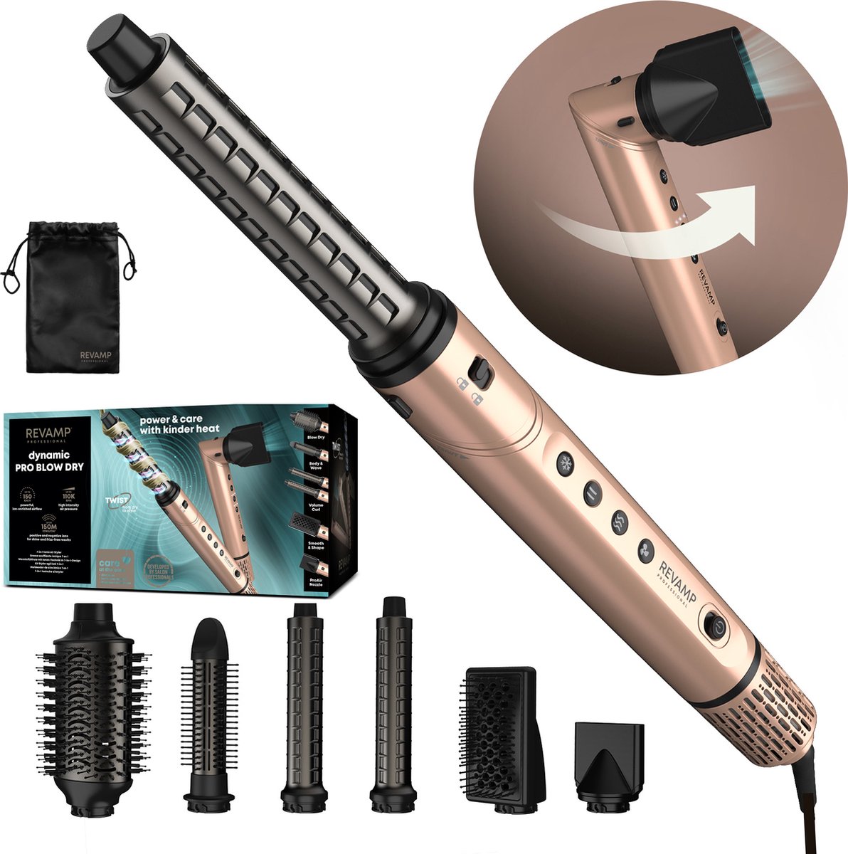 Wat vinden we goed aan de Revamp DR2850 7-in-1 Multistyler met 6 Opzetstukken