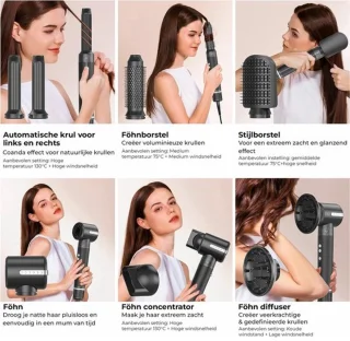 RoyaLuxe Velours Max 7-in-1 Airstyler Zwart