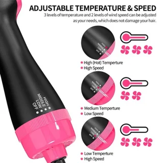 SAABW Magic Hair-Brush 3-in-1 Föhnborstel Roze/Zwart