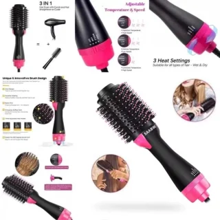 SAABW Magic Hair-Brush 3-in-1 Föhnborstel Roze/Zwart