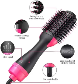 SAABW Magic Hair-Brush 3-in-1 Föhnborstel Roze/Zwart