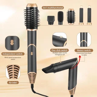 SalonPro Multi-Styler Fohnborstel - Zwart/Goud