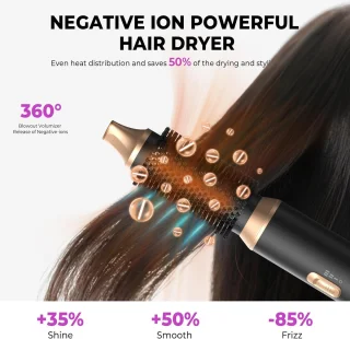 SnelShoppen 5-in-1 Airstyler haarstyler met lucht krultang en föhnborstel zwart