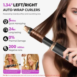 SnelShoppen 5-in-1 Airstyler haarstyler met lucht krultang en föhnborstel zwart