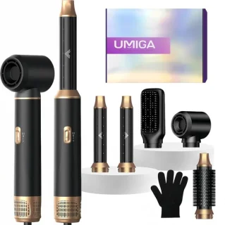 SnelShoppen 5-in-1 Airstyler haarstyler met lucht krultang en föhnborstel zwart