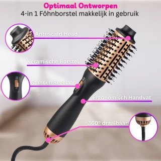 TabaTaba 4-in-1 Multistyler Zwart/Goud 1200W