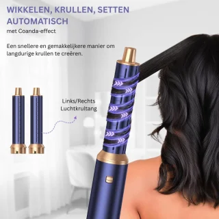 Thuys 5-in-1 Fohnborstel Krultang - Blauw/Goud