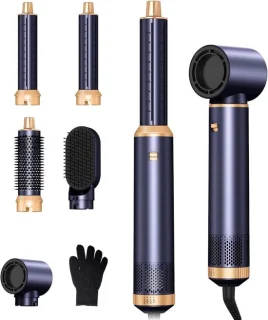 Thuys 5-in-1 Fohnborstel Krultang - Blauw/Goud