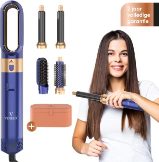 VENEUX® 5-in-1 Airstyler Föhnborstel Blauw Goud