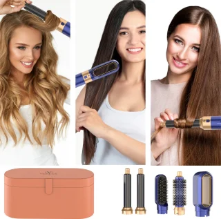 VENEUX® 5-in-1 Airstyler Föhnborstel Blauw Goud