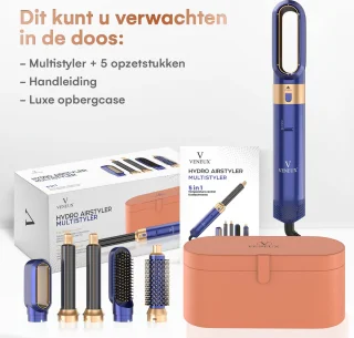 VENEUX® 5-in-1 Airstyler Föhnborstel Blauw Goud