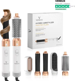 VENEUX® 5-in-1 Airstyler Warmteborstel Wit Goud 2025