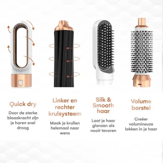 VENEUX® 5-in-1 Airstyler Warmteborstel Wit Goud 2025