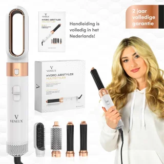 VENEUX® 5-in-1 Airstyler Warmteborstel Wit