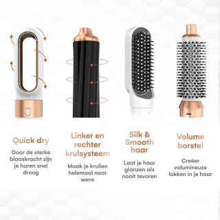 VENEUX® 5-in-1 Airstyler Warmteborstel Wit