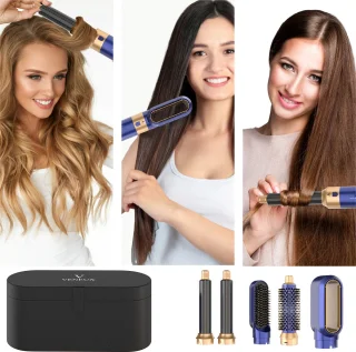 VENEUX® 5-in-1 Föhnborstel Airstyler Blauw Goud