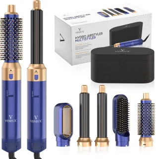 VENEUX® 5-in-1 Föhnborstel Airstyler Blauw Goud