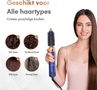 VENEUX® 5-in-1 Föhnborstel Airstyler Blauw Goud