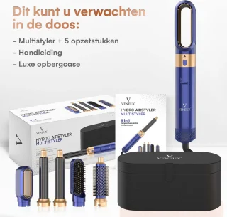 VENEUX® 5-in-1 Föhnborstel Airstyler Blauw Goud