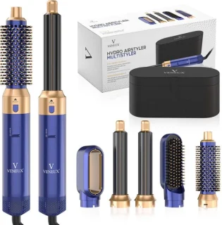 VENEUX® 5-in-1 Föhnborstel Airstyler Blauw Goud