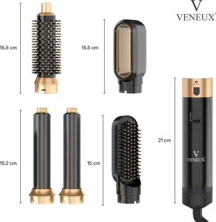 VENEUX® 5-in-1 Föhnborstel Zwart Goud
