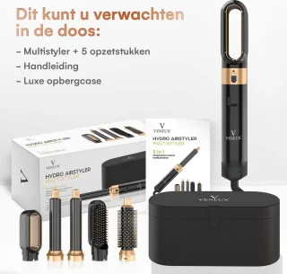 VENEUX® 5-in-1 Föhnborstel Zwart Goud