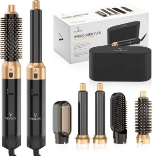 VENEUX® 5-in-1 Föhnborstel Zwart Goud