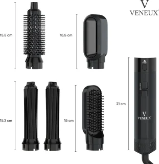 VENEUX® 5-in-1 Föhnborstel Zwart