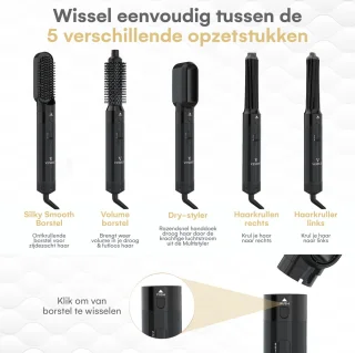 VENEUX® 5-in-1 Föhnborstel Zwart