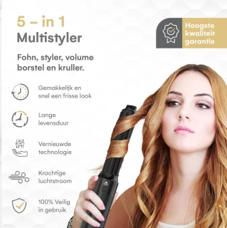 VENEUX® 5-in-1 Föhnborstel Zwart