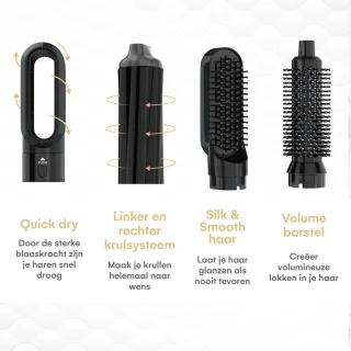 VENEUX® 5-in-1 Föhnborstel Zwart