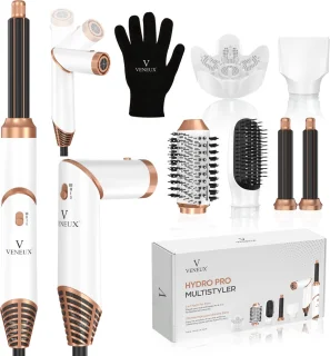 VENEUX 6-in-1 Föhnborstel Wit Goud 2025
