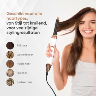 VENEUX 6-in-1 Föhnborstel Wit Goud 2025