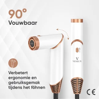 VENEUX 6-in-1 Föhnborstel Wit Goud 2025