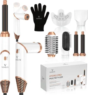 VENEUX 6-in-1 Föhnborstel Wit Goud 2025
