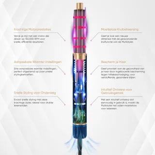 VENEUX® 8-in-1 Airstyler Blauw/Goud
