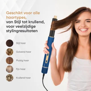VENEUX® 8-in-1 Airstyler Blauw/Goud