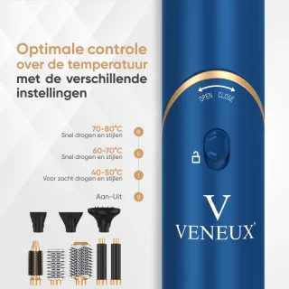 VENEUX 8-in-1 Airstyler Blauw/Goud