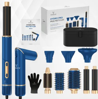 VENEUX 8-in-1 Airstyler Blauw/Goud