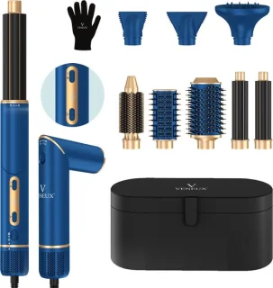 VENEUX 8-in-1 Airstyler Blauw/Goud
