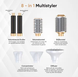 VENEUX 8-in-1 Airstyler Wit/Goud