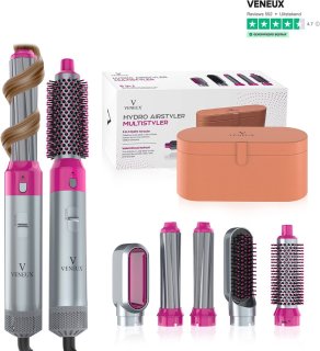De VENEUX® Airstyler Föhnborstel - Grijs/Roze in één oogopslag